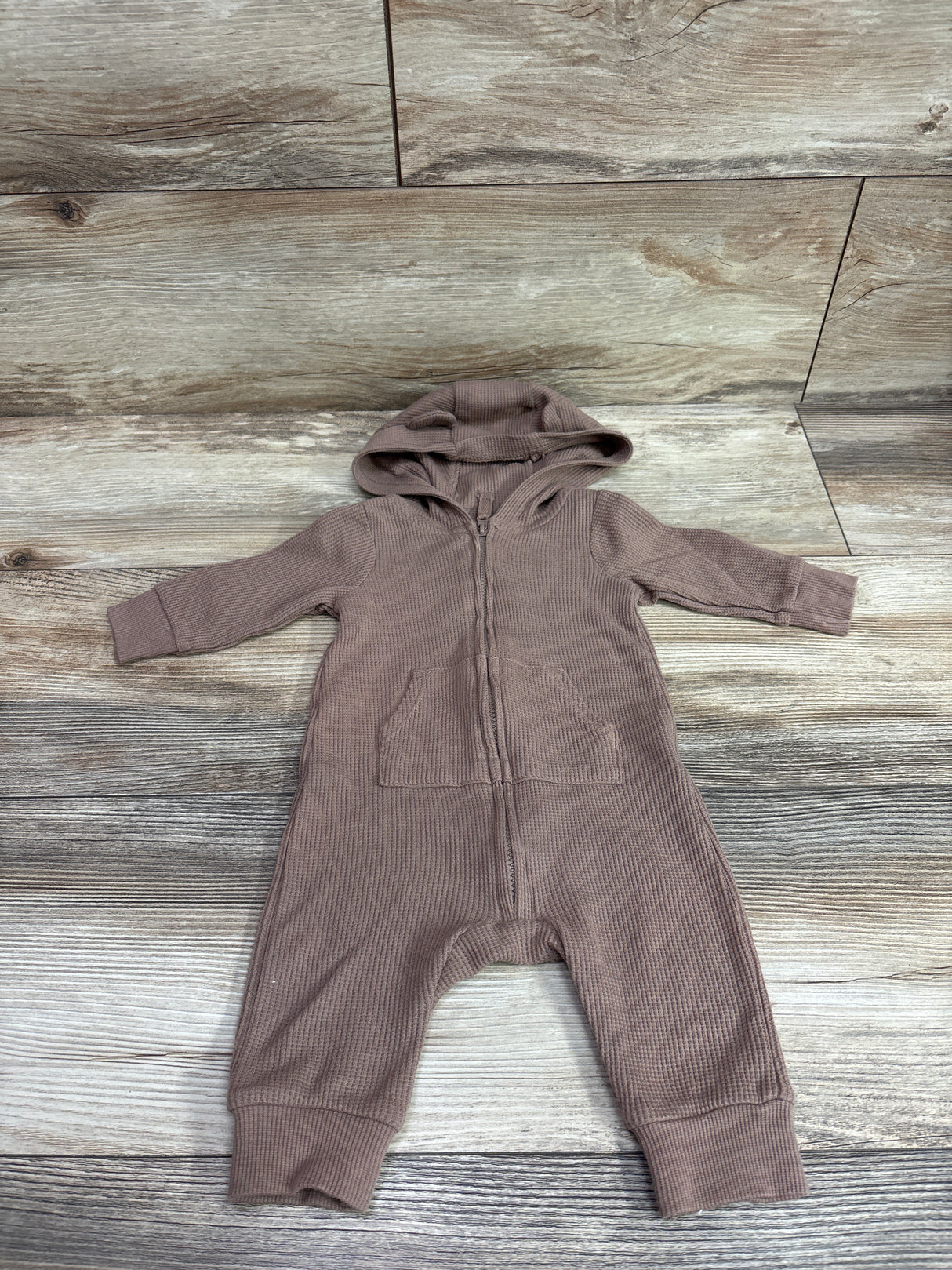 Carter's Waffle Knit Hooded Coverall Brown sz 3m
