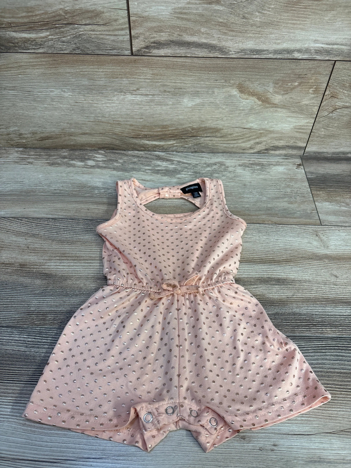 Picapino Metallic Polka Dot Shortie Romper Peach sz 12m