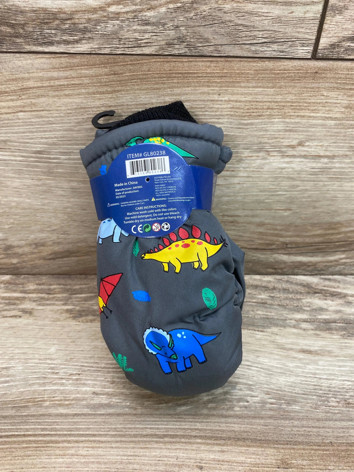 NEW ThermaWear Kid's Grey Ski Dinosaur Mittens