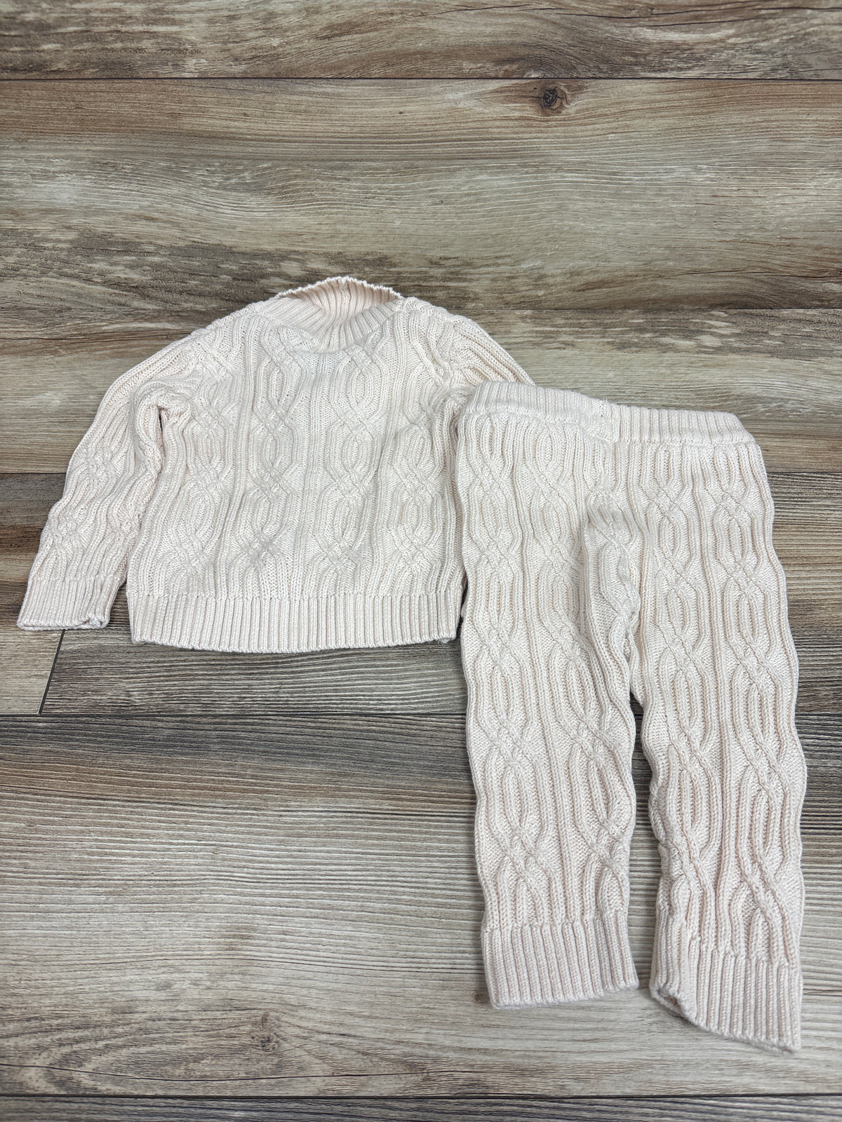 Perry Ellis 2pc Knit Button-Up Sweater & Pants Set Ivory sz 6/9m