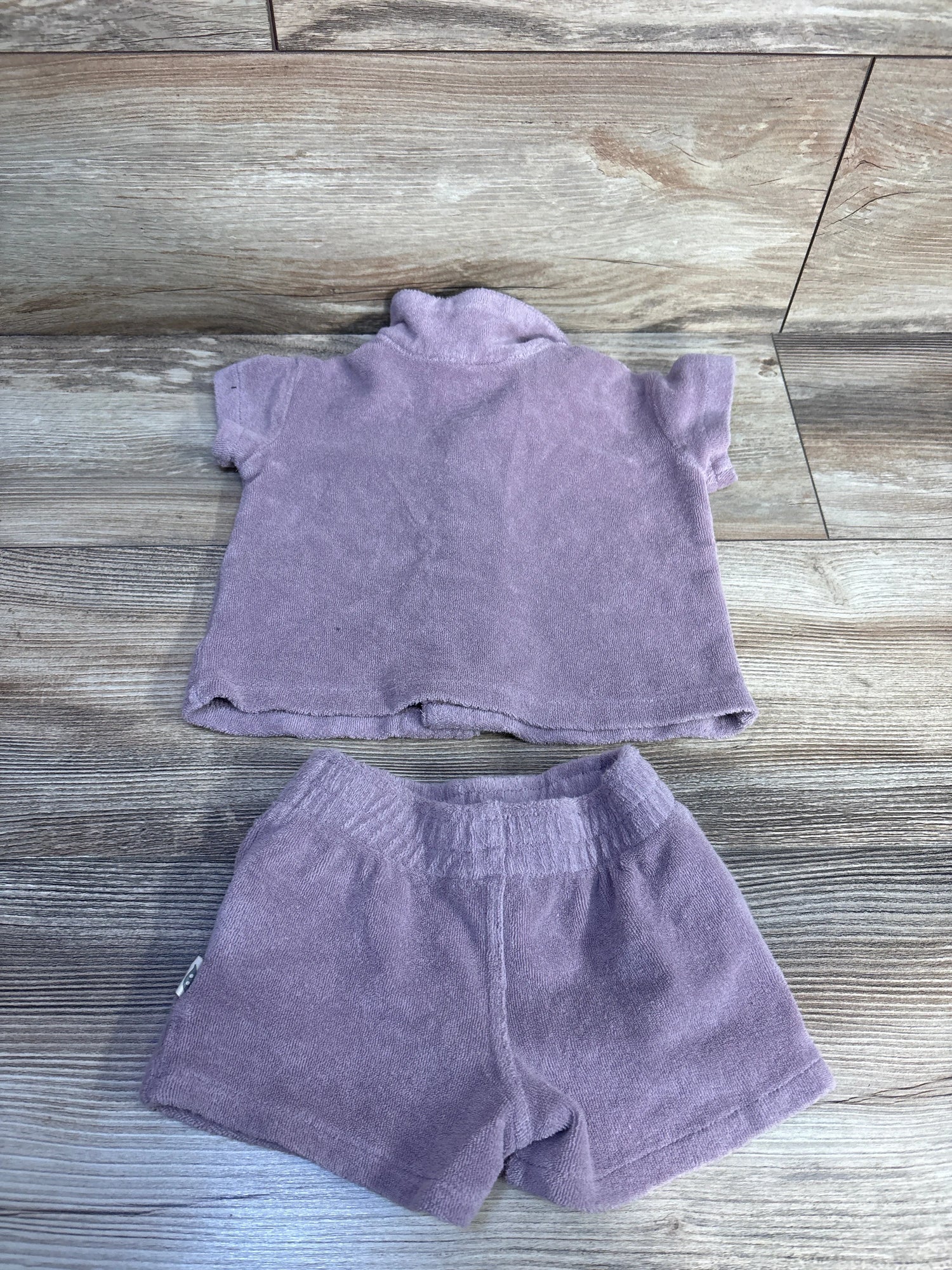 Easy Peasy 2pc Terry Cloth Button-Up Shirt & Shorts Set Purple sz 0-3m