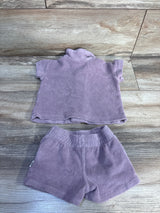 Easy Peasy 2pc Terry Cloth Button-Up Shirt & Shorts Set Purple sz 0-3m