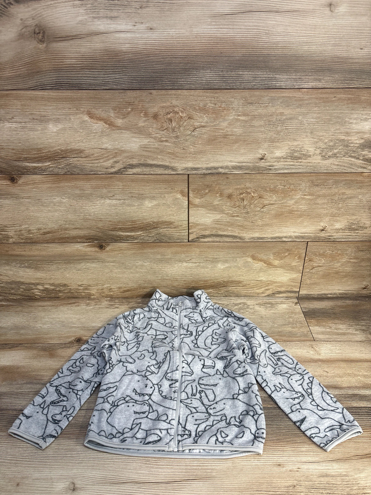H&M Full Zip Dinosaur Print Fleece Grey sz 5-6