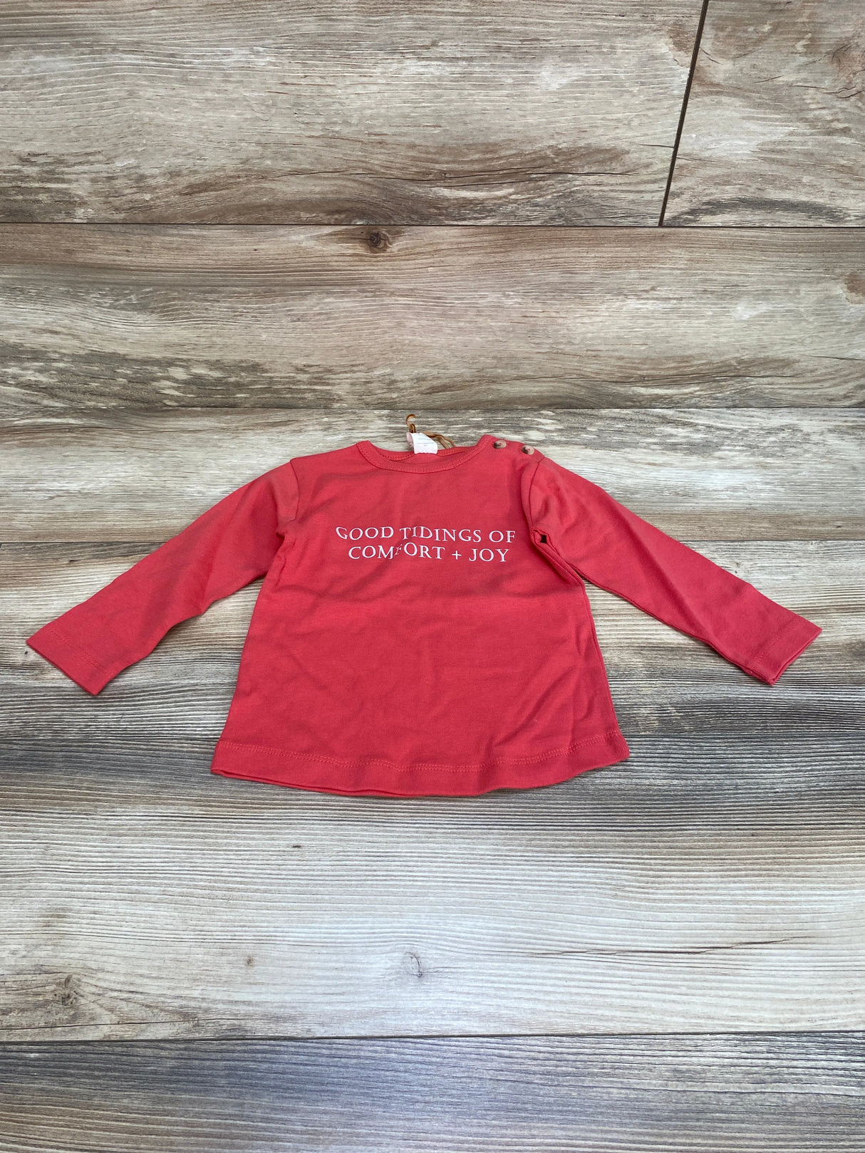 NEW Kate & Quinn Good Tidings of Comfort + Joy Shirt Red sz 18-24m