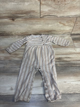 Carter's Ruffled Striped Henley Jumpsuit Taupe sz 18m