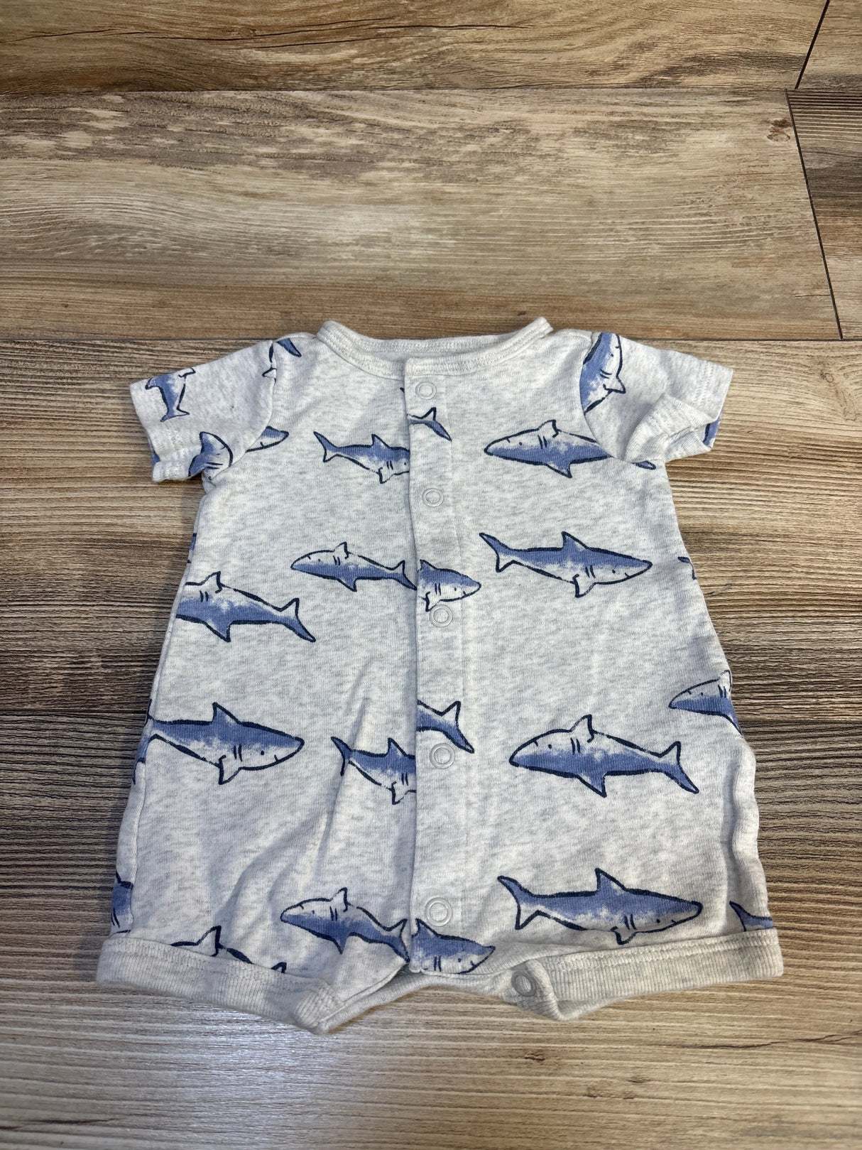 Simple Joys Shark Print Shortie Romper Grey sz Newborn