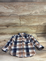 Modern Moments Fleece Plaid Button-Up Jacket Tan sz 4T