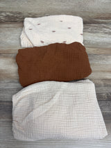 Blissful Diary 3pk Muslin Bassinet Sheets Beige 32x17''