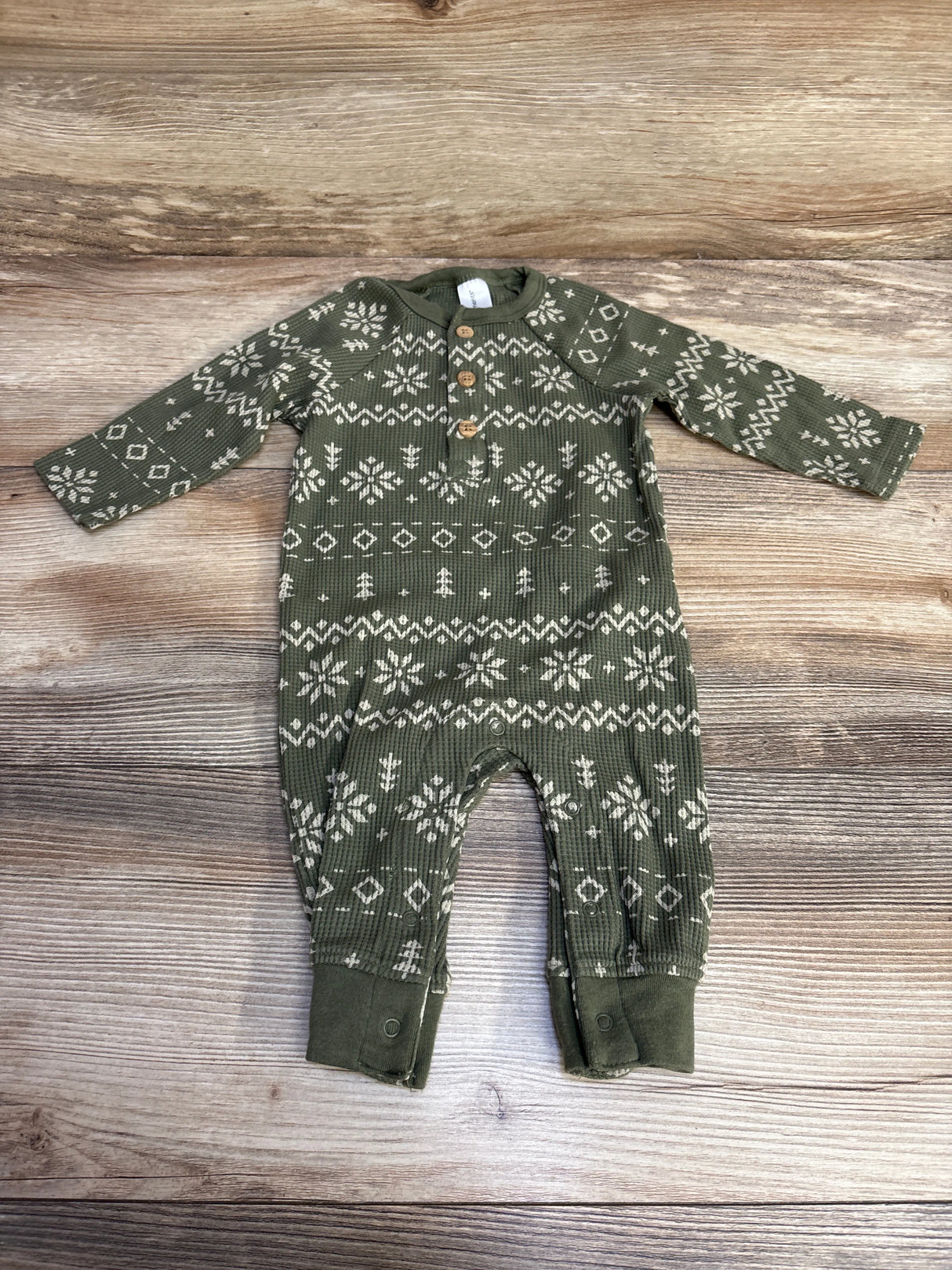 Modern Moments Fair Isle Waffle Romper Green sz 3-6m