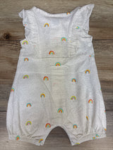 Starting Out Rainbow Print Button-Front Shortie Romper White sz Newborn