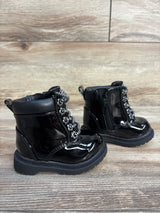 Cat & Jack Lace-Up Combat Moto Boots, Black sz 2c
