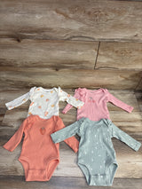 Pekkle 4pk Cherry Ruffled Ribbed Bodysuits Pink sz 3m
