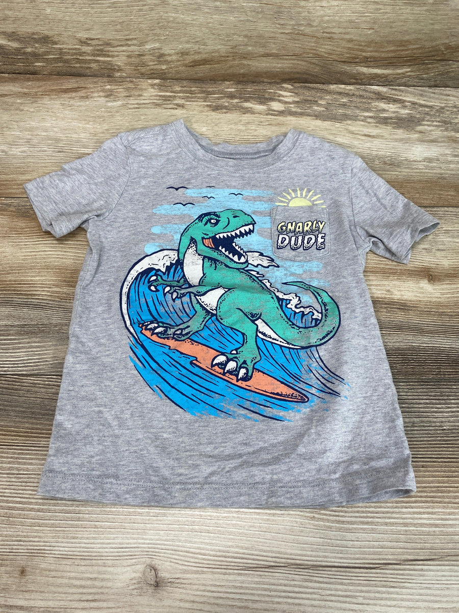 OshKosh Grey Surfing Dinosaur Shirt sz 3T - Me 'n Mommy To Be
