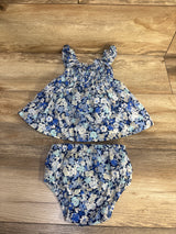 Baby Gap 2pc Smocked Dress & Bloomers Set Blue sz 3-6m