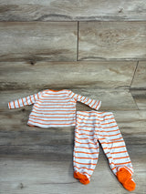 Carter's 2pc Striped Adorable Little Pumpkin Shirt & Pants Set White sz 3m