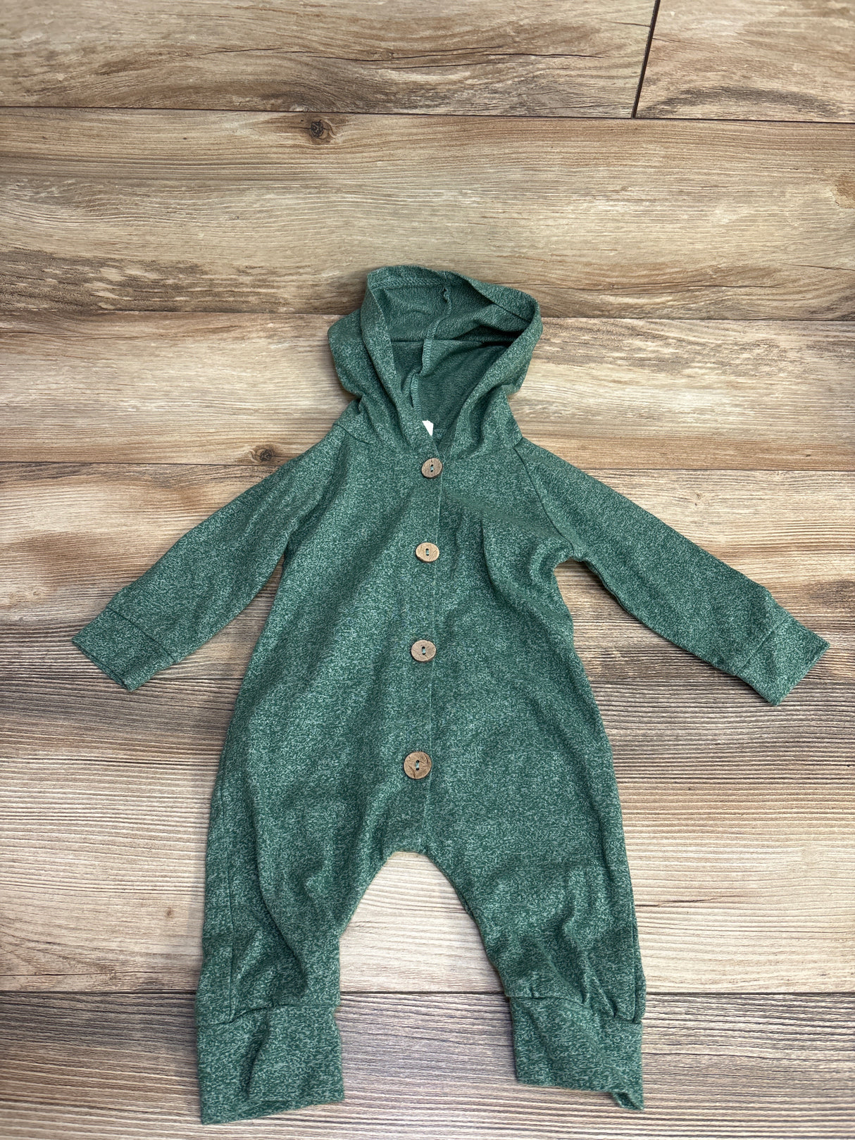 Button Up Hooded Coverall Green sz 3-6m