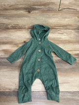Button Up Hooded Coverall Green sz 3-6m