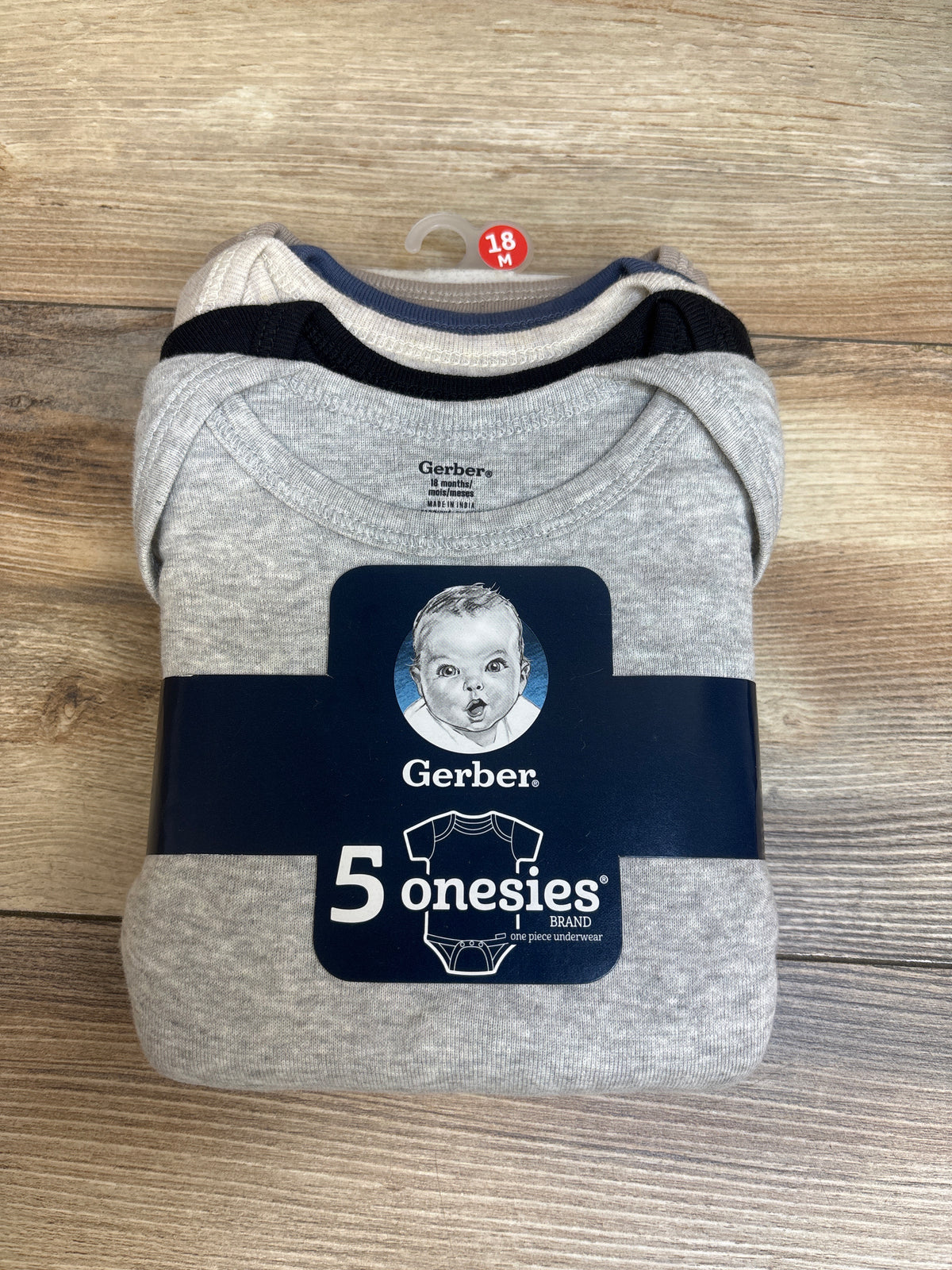 NEW Gerber 5pk Bodysuit Set Grey sz 18m