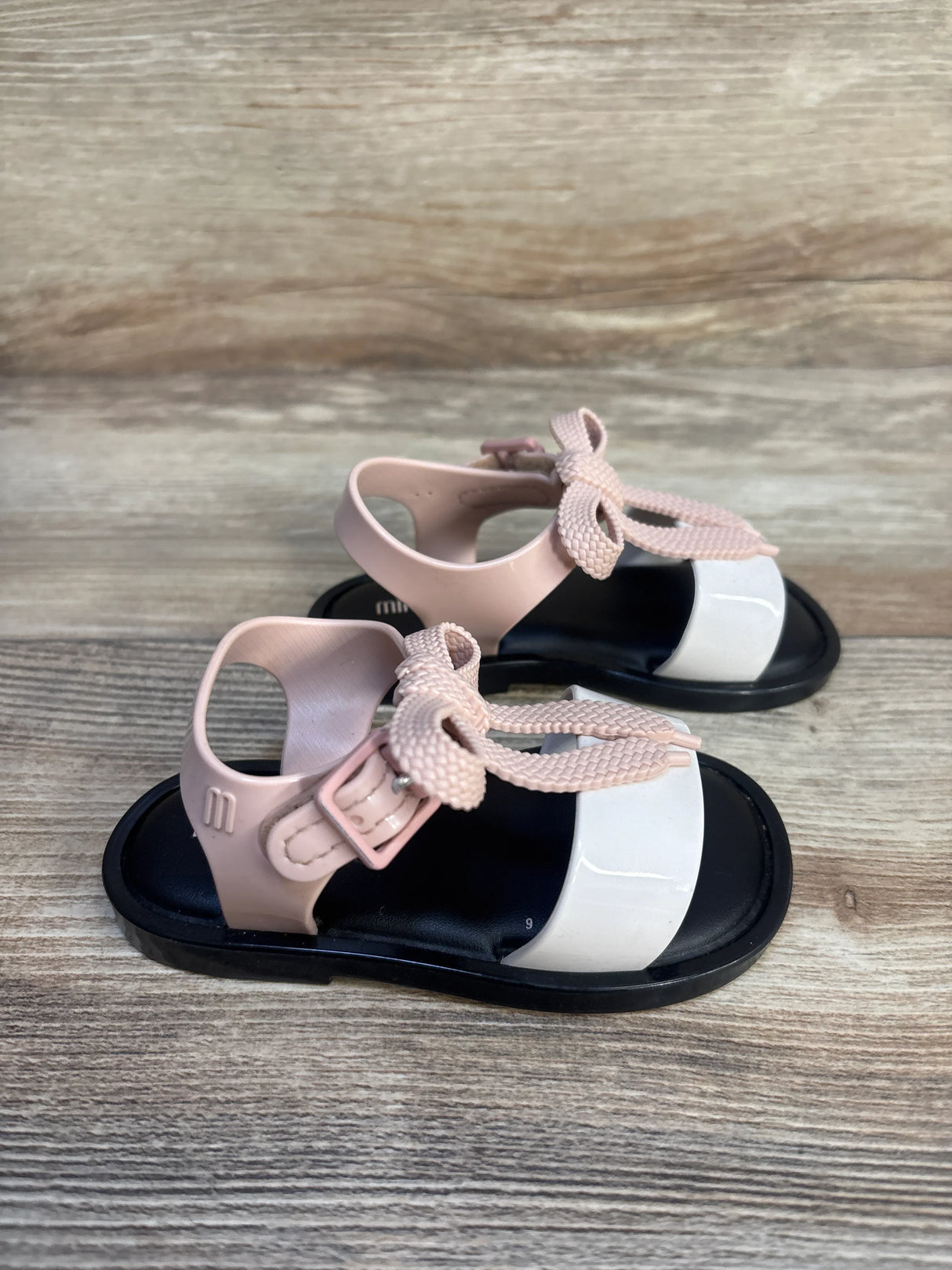 Mini Melissa Mar Bow Sandals Black/Pink sz 6c
