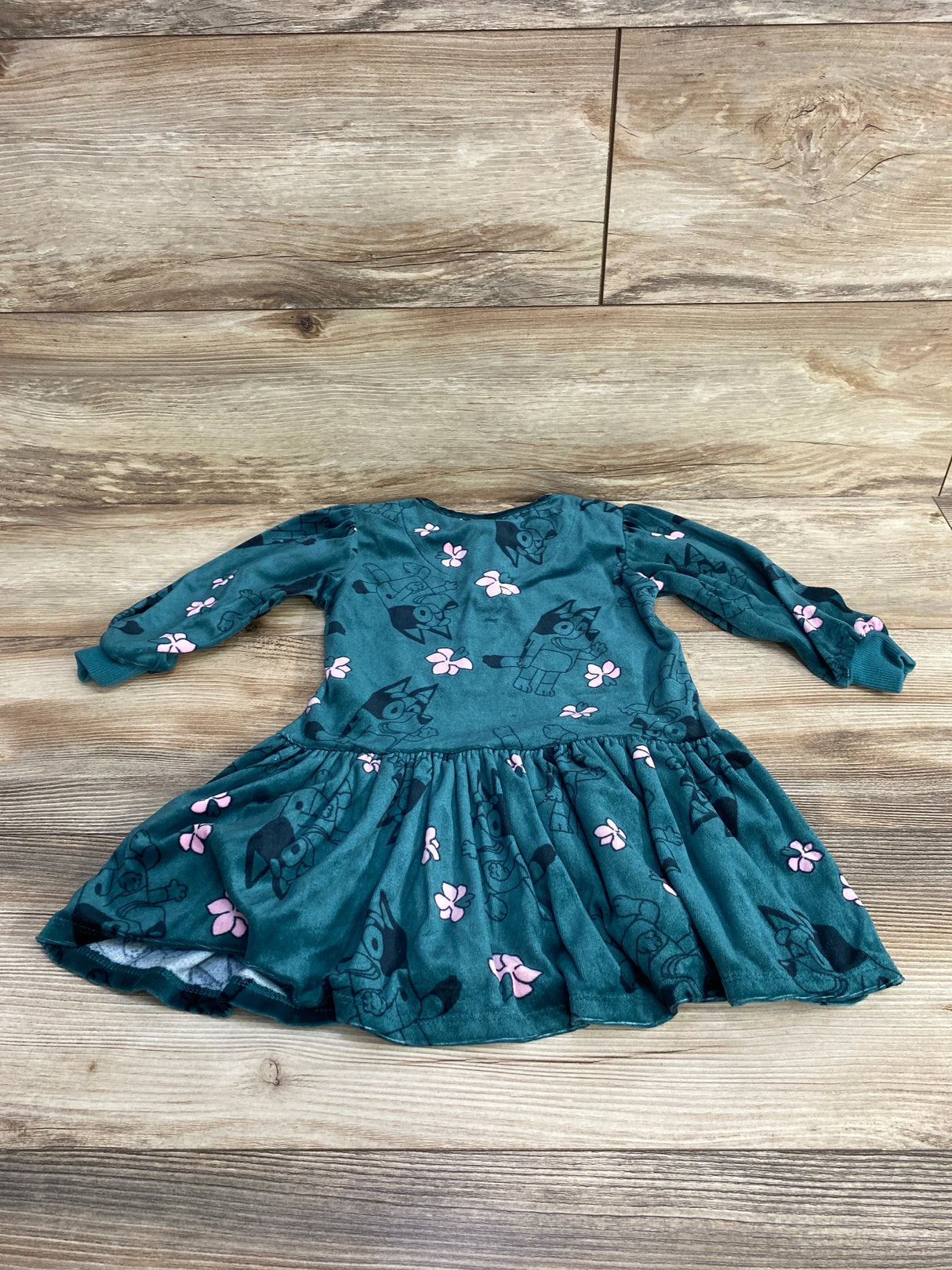 Bluey Velvet Floral Henley Dress sz 2T
