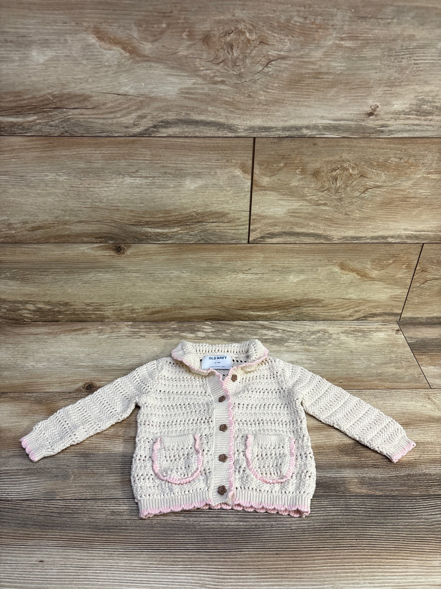 Old Navy Crochet-Knit Cardigan Sweater in Cream sz 12-18m