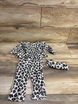 Floral Threads 3pc Leopard Print Velour Layette Set Tan sz 3-6m