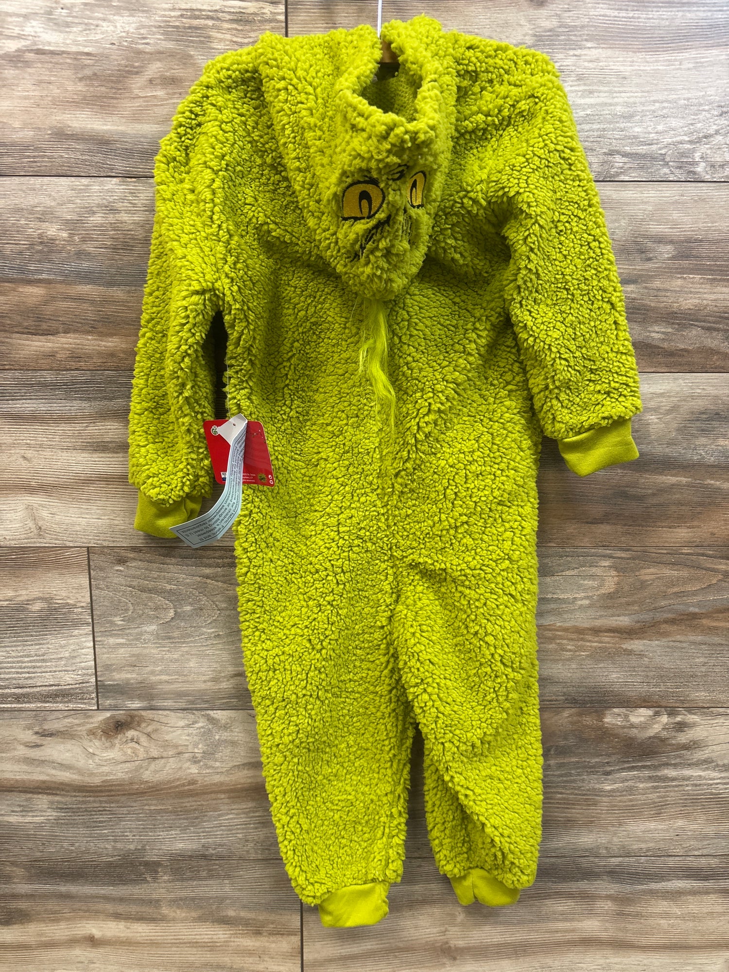 NEW Dr. Seuss The Grinch Plush Hooded Coverall Green sz 4/5T