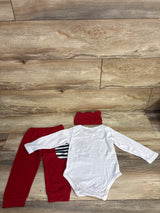Long Sleeve Bodysuit + Pants + Hat 3pc Set White sz 12-18m
