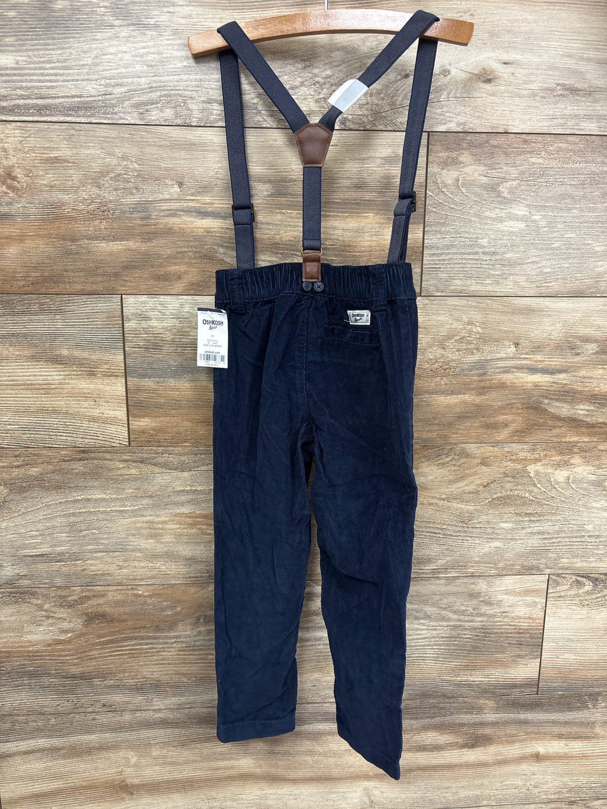 NEW Oshkosh Corduroy Suspender Pants Navy sz 4T