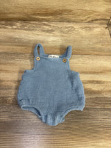 Rabbit + Bear Organic Waffle Knit Bubble Romper Blue sz Newborn