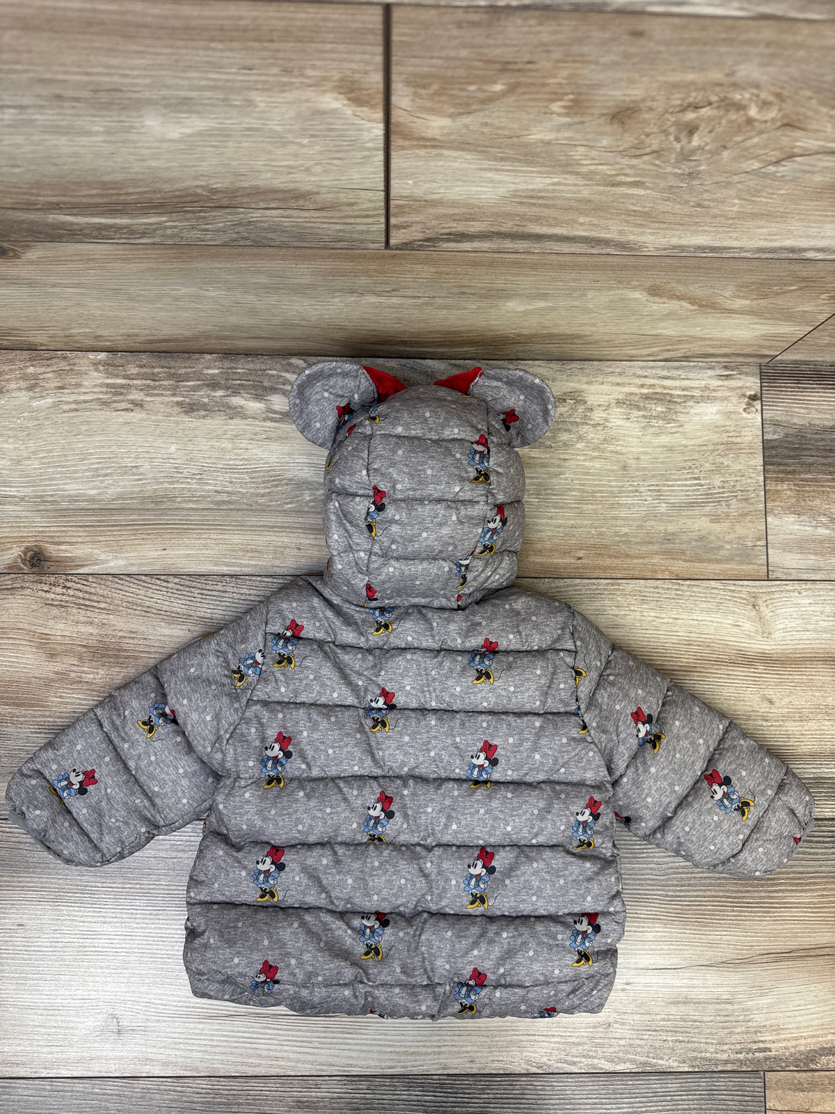 Baby Gap x Disney Minnie Mouse Puffer Jacket Grey sz 12-18m