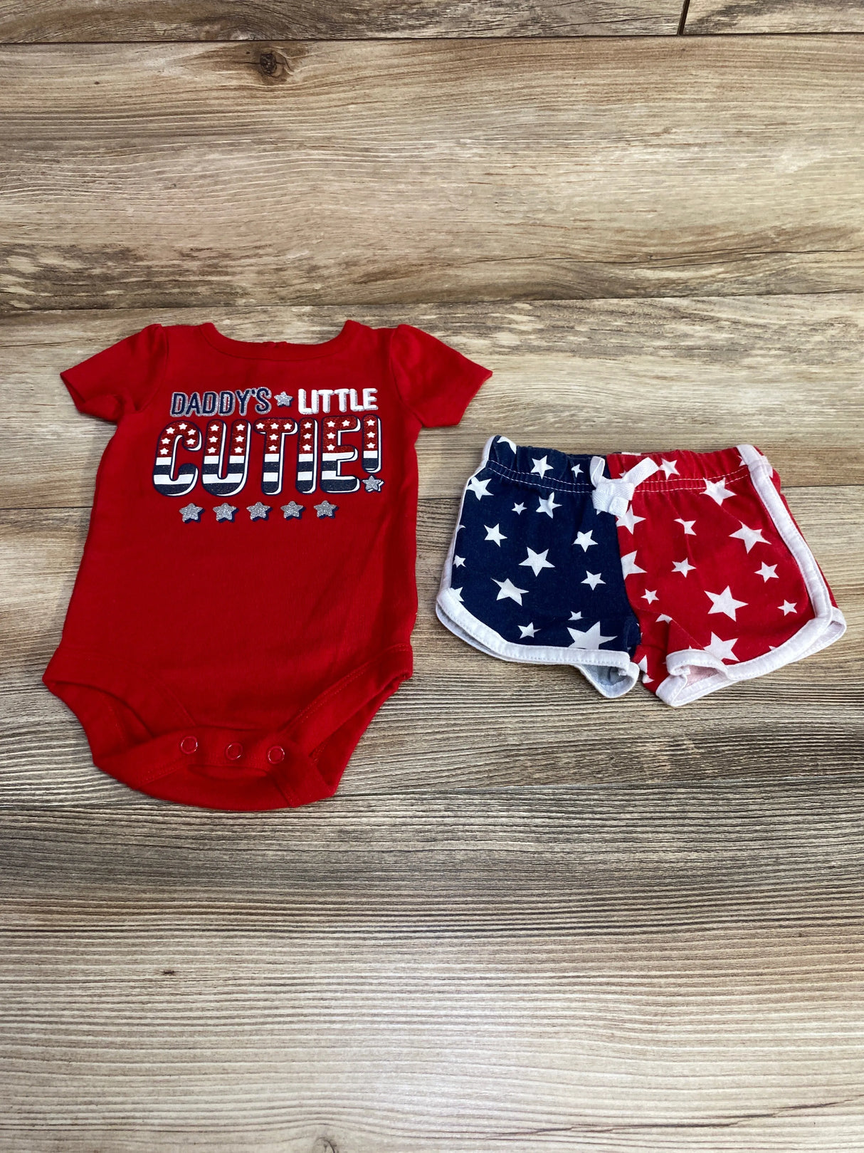 Celebrate 2pc Daddy's Little Cutie Bodysuit & Shorts Red sz 0-3m