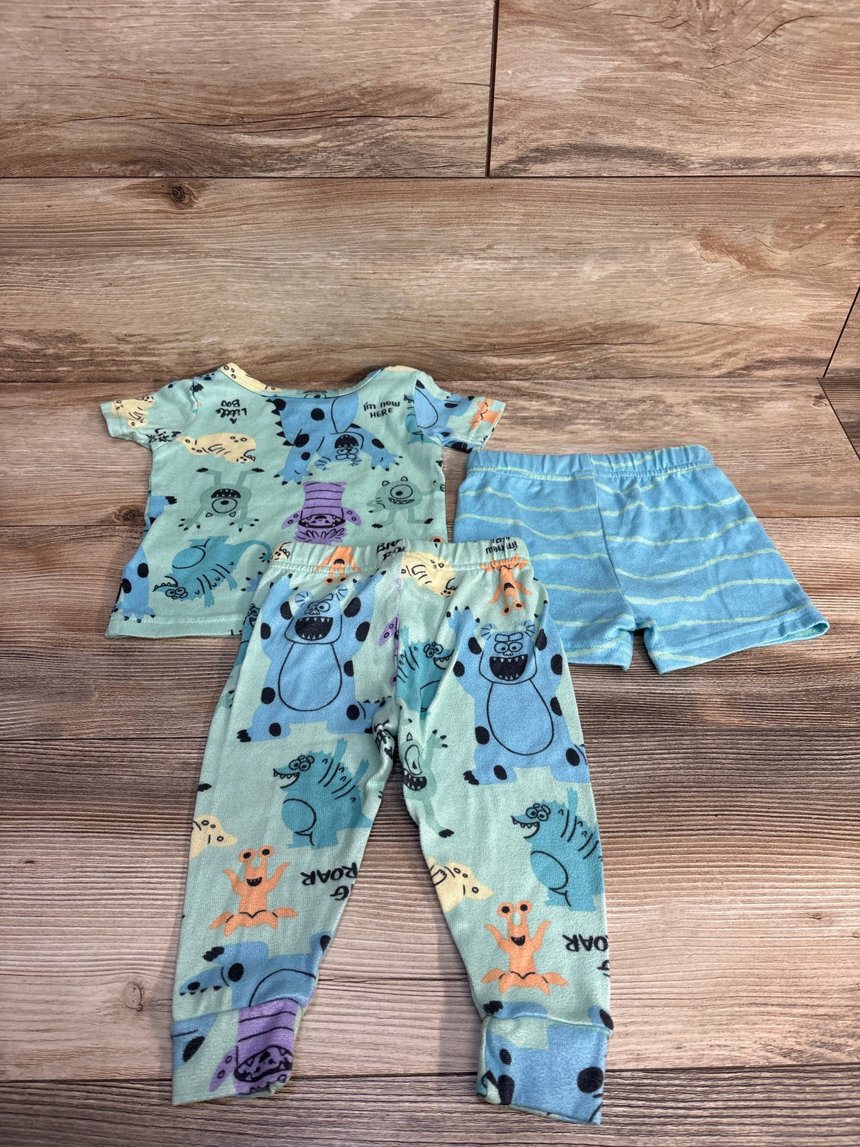 Disney Pixar Monsters Inc 3pc Pajama Set Green sz 18m