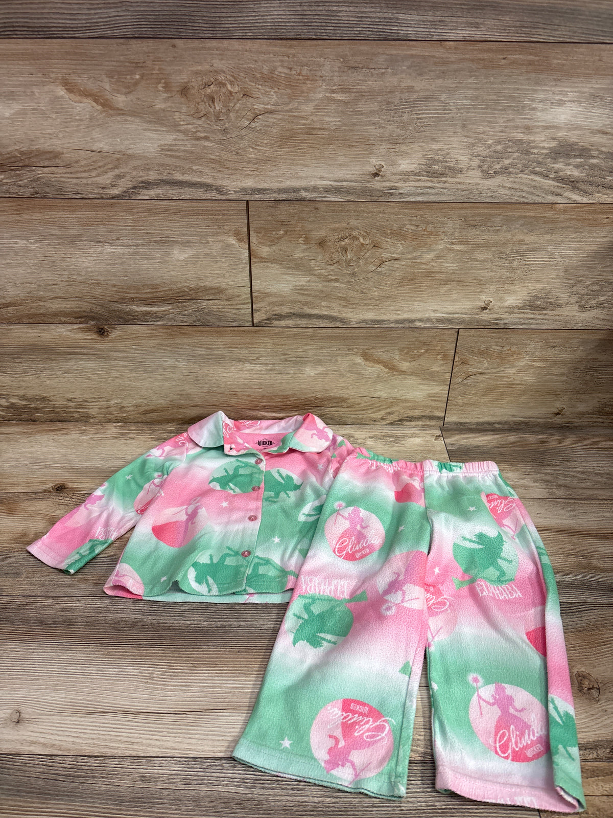 Wicked 2pc Coat Style Pajama Set Pink sz 3T