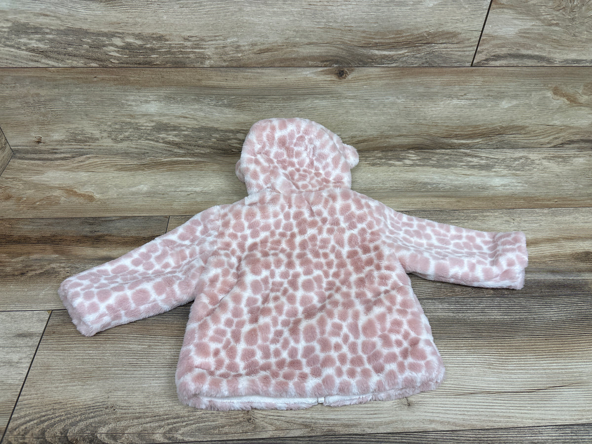 Widgeon Faux Fur Hooded Zip Front Snuggle Jacket Pink sz 18m