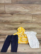 NEW Carter's 3pc Full Zip Daisy Hoodie & Pants Set Yellow sz 6m