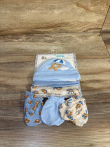 NEW Cribmates 6pc Cap & Mitten Set Blue sz 0m+