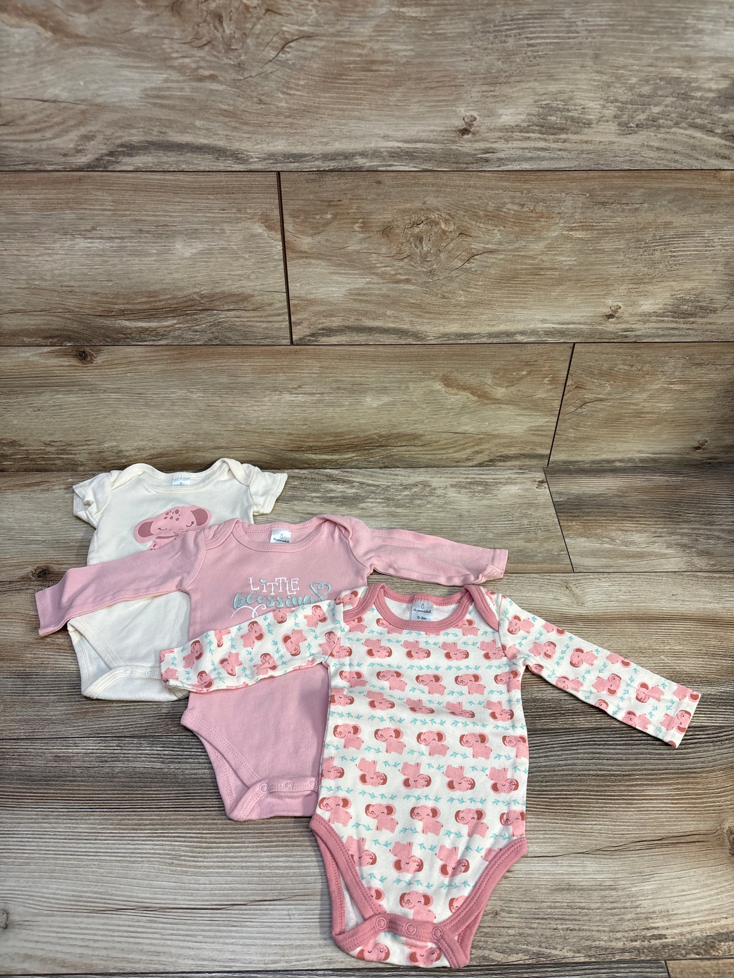 The Peanutshell 3pk Long Sleeve Bodysuits Pink sz 0-3m