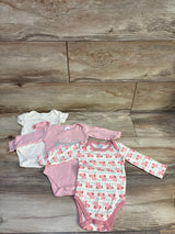 The Peanutshell 3pk Long Sleeve Bodysuits Pink sz 0-3m