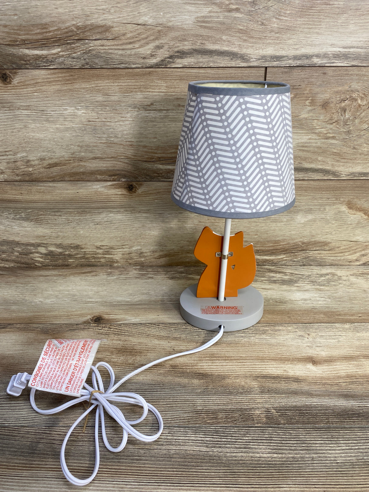 Acorn Grey Fox Nursery Lamp with Shade & Bulb