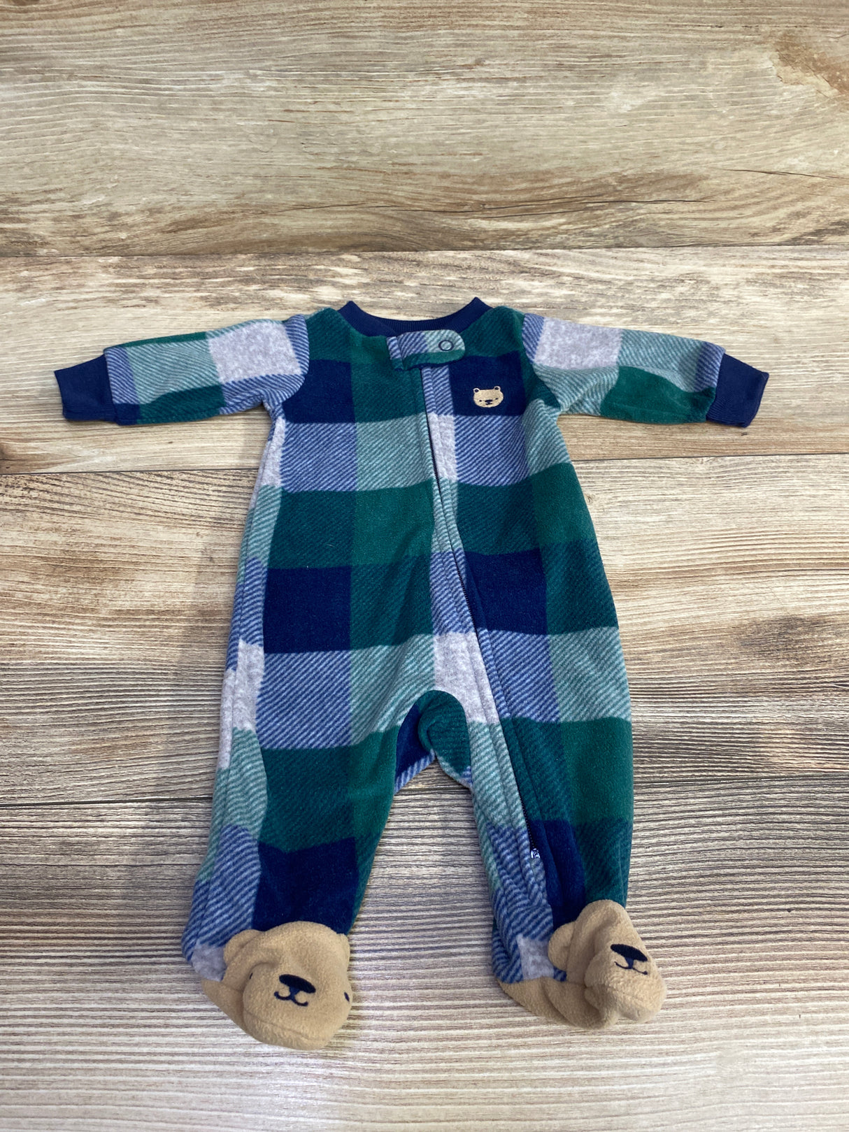 Carter's Plaid Blanket Sleeper Green sz Preemie