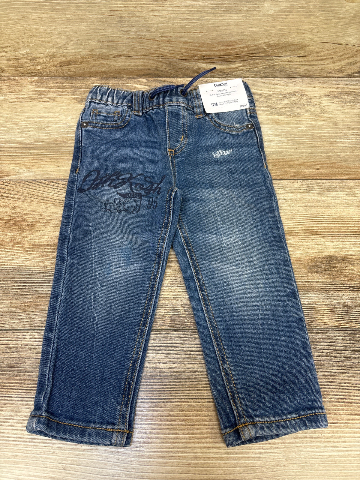 NEW Oshkosh Wide Leg Drawstring Jeans Blue sz 12m