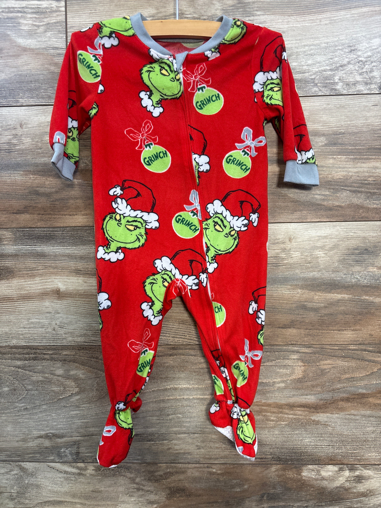 The Grinch Velour Christmas Sleeper Red sz 12m