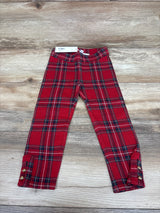 NEW Janie & Jack Tartan Plaid Button Cuff Ponte Pants Red sz 3T