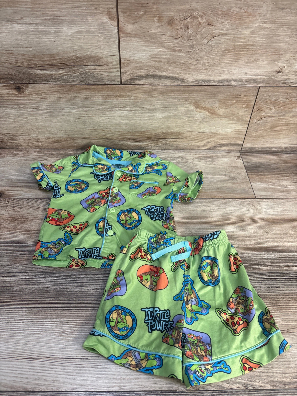 Teenage Mutant Ninja Turtles 2pc Coat Style Pajama Set Green sz 2T