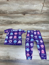 Children's Place Monster Print Pajama Set Purple sz 9-12m