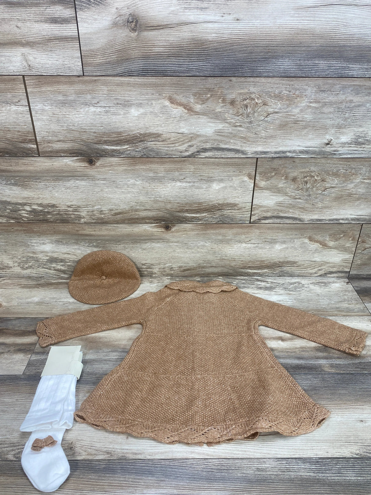 Nw/oT Max Studio Brown Sweater Dress, Hat & Tights Set sz 24m