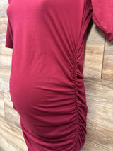 Mother Bee Maternity Bodycon Dress Burgundy sz Medium - Me n Mommy To Be