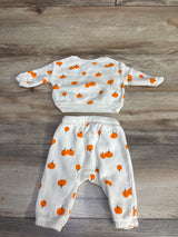 Old Navy 2pc Pumpkin Sweatsuit Set White sz 0-3m