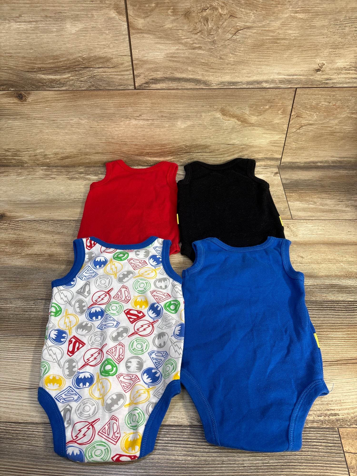 Justice League 4pk Tank Bodysuits Blue sz 3/6m